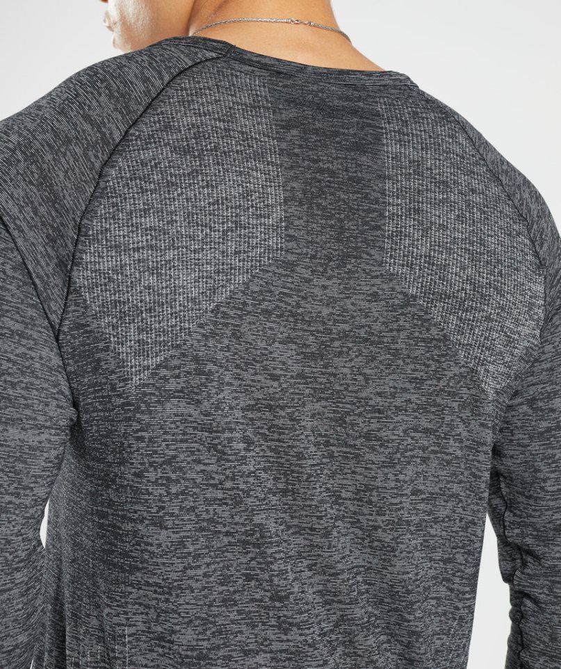 Men's Gymshark Retake Seamless Long Sleeve T-Shirts Dark Grey | NZ 6QWPDG